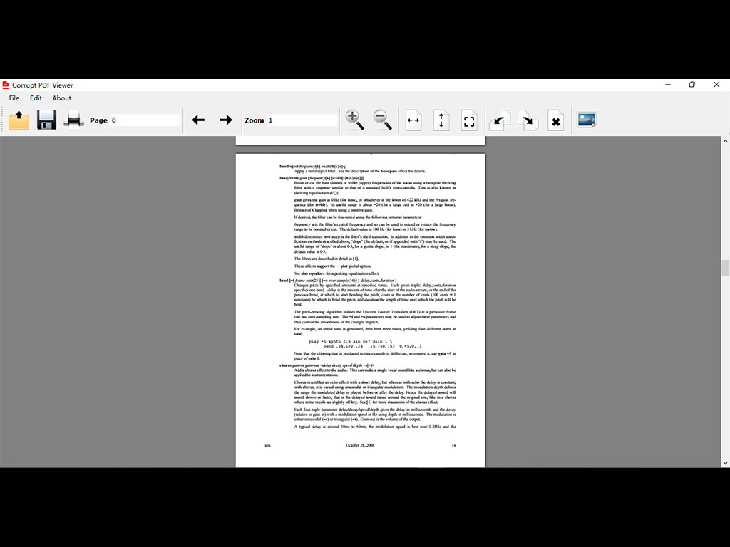 Corrupt PDF Viewer Screenshot